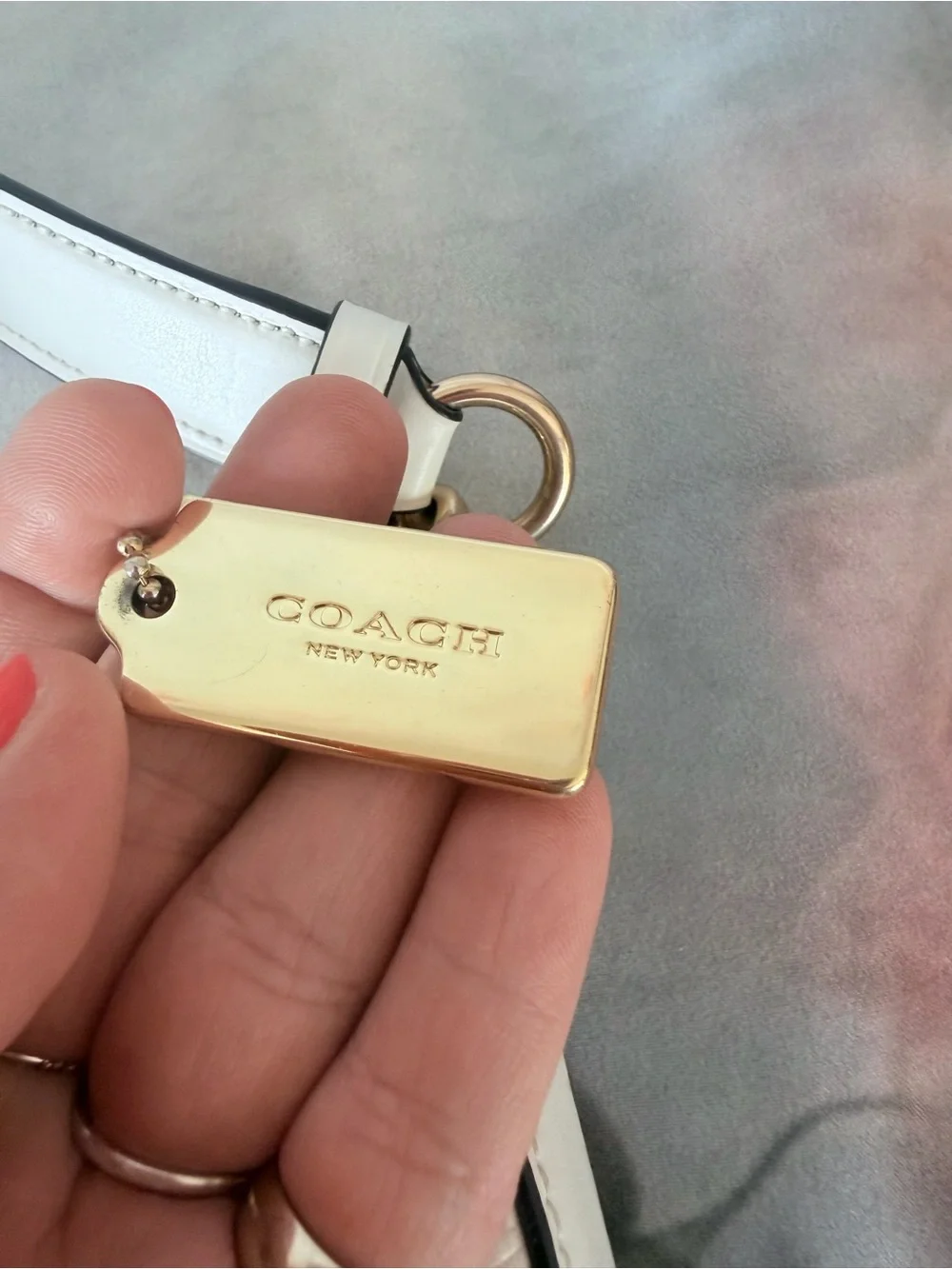 Coach White Pebbled Leather Shoulder Bag with Gold Hardware